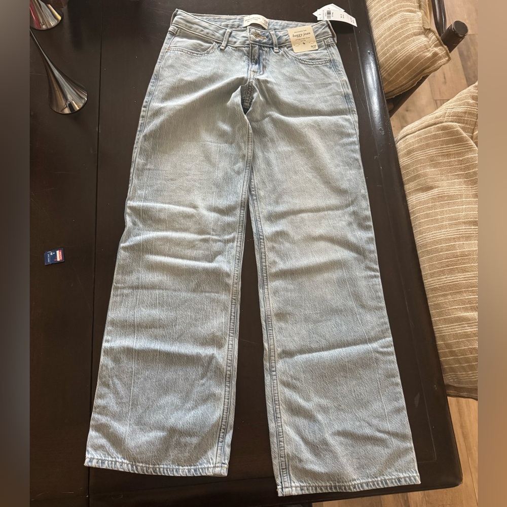 Abercrombie Kids Light Wash Low Rise Baggy Jeans